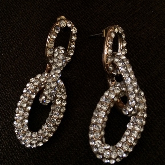 Fun Golden Rhinestone Chain Earrings - Picture 5 of 5
